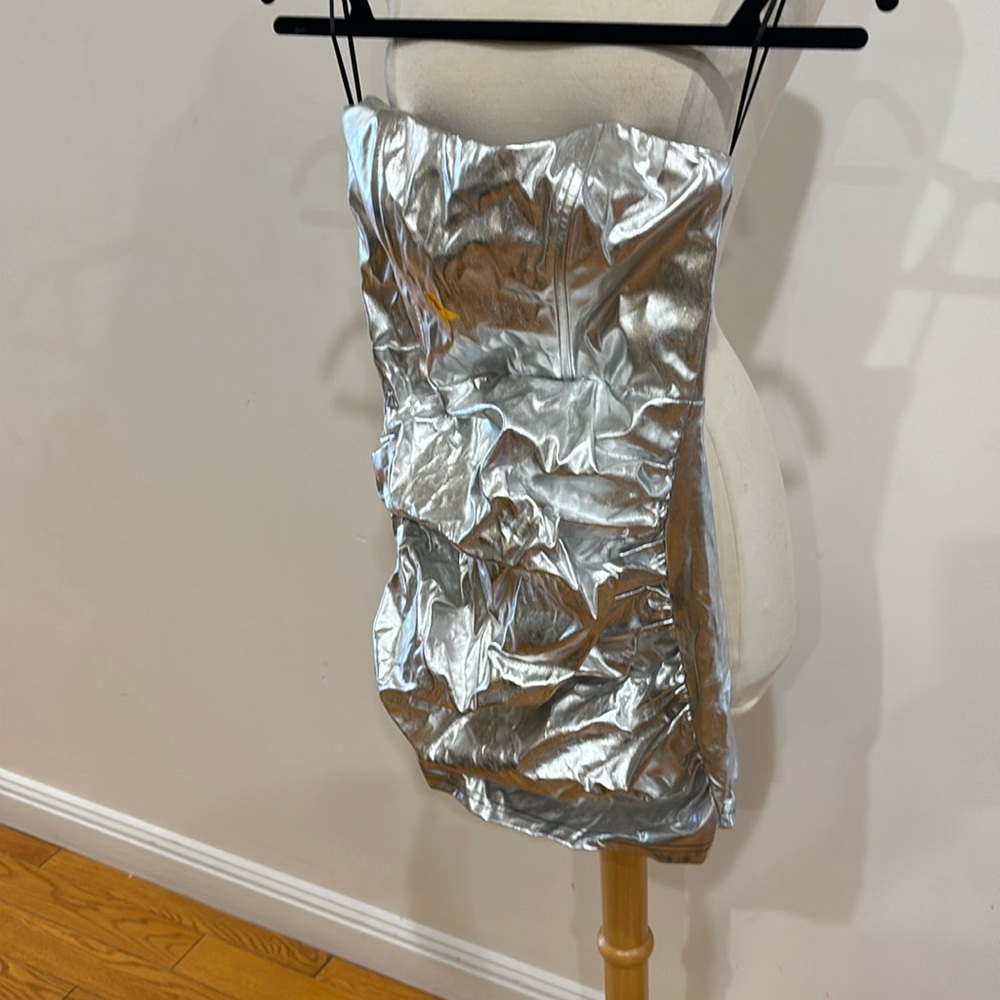 Superdown Silver Strapless Dress - image 5